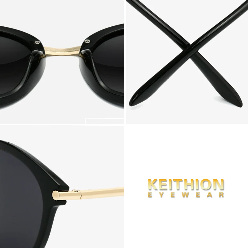 KEITHION Fashion Round Cat Eye Sunglasses Women Luxury Brand Driving Sun Glasses Mirrors For Women Vintage Eyewear Female UV400