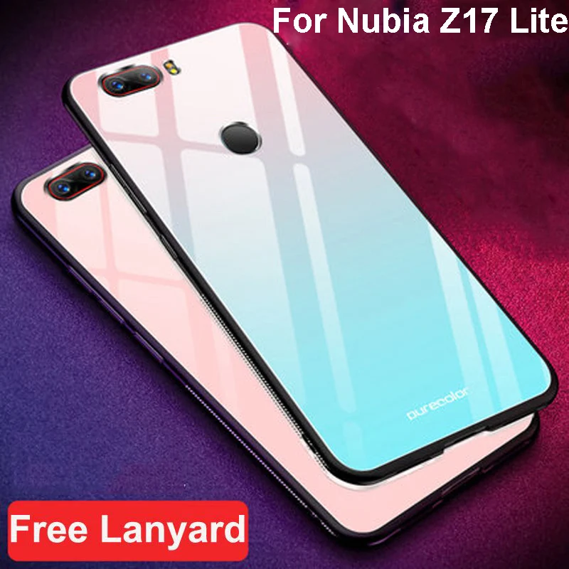 Чехол для NUBIA Z17lite nx591J из закаленного стекла с градиентом + чехол мягкими краями Z 17