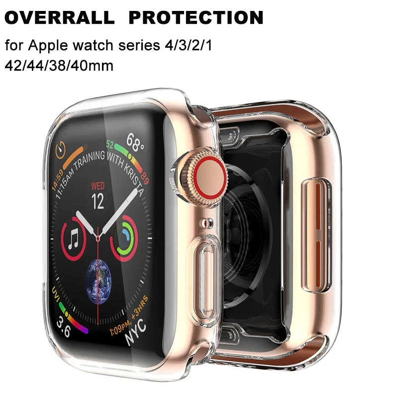 Для Apple Watch, версии 4, версия 1, 2, 3, ремешок прозрачный чехол из ТПУ с Экран Защитная крышка Полный Защитный чехол 40 мм 44 Высокое разрешение прозрачная ультра-тонкая