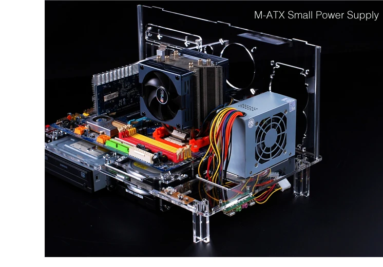 QDIY PC-D777XM горизонтальный MircoATX HTPC акриловый прозрачный Настольный ПК компьютерный чехол