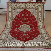 Yilong 6'x9 'iran ручной работы шерстяной красный толстый ковер изысканный китайский шерстяной ковер ручной работы(1476