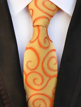 

New Design Floral Yellow Orange Ties Jacquard Woven Silk Ties Men Neck Tie 8CM Tie for Men Wedding Suit Business Party Gravatas
