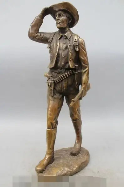 

S3239 19 Western Art Bronze Statue Famous of hunter hunt Men Statue Dick and Cowboy