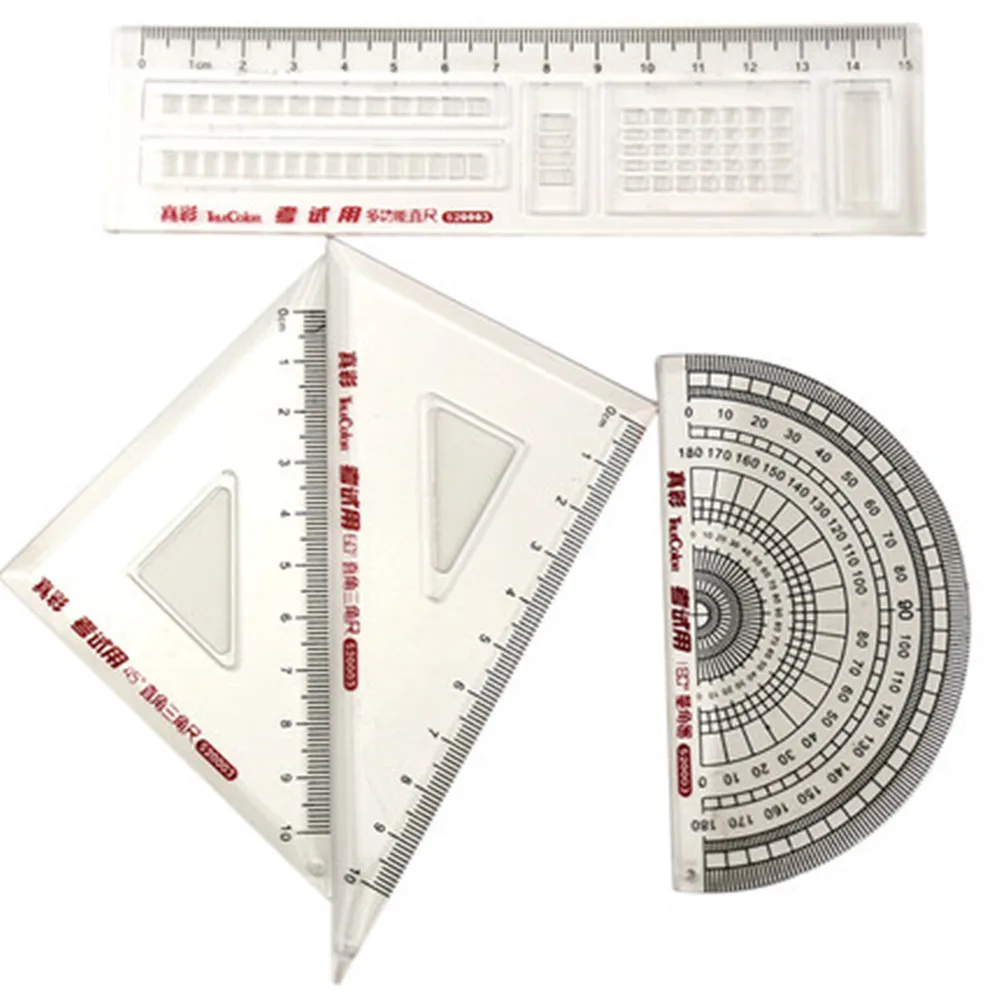 4 шт./компл. качество Пластик правителя набор с прямо треугольные Транспортиры Линейки для детей школьные принадлежности канцелярские