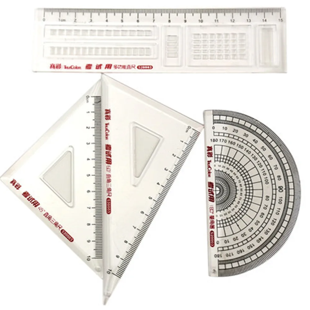

4pcs/set Quality Plastic Ruler Set with Straight Triangular Protractor Rulers Kids for School Supplies Stationery Drawing Ruler