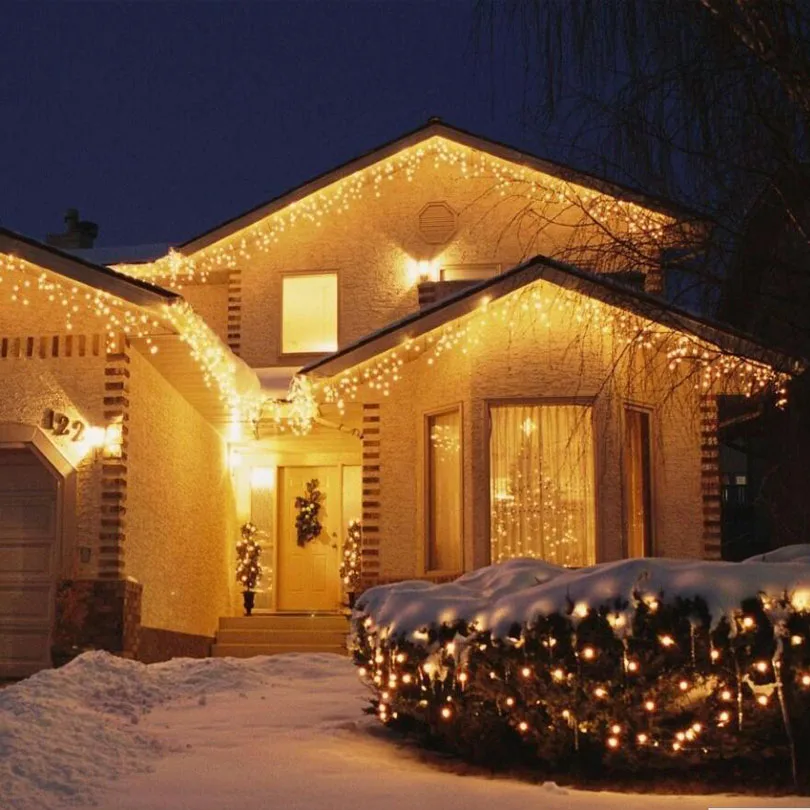 Christmas Garland LED Curtain Icicle String Light 220V 4.5m 100Leds Indoor Drop LED Party Garden Stage Outdoor Decorative Light