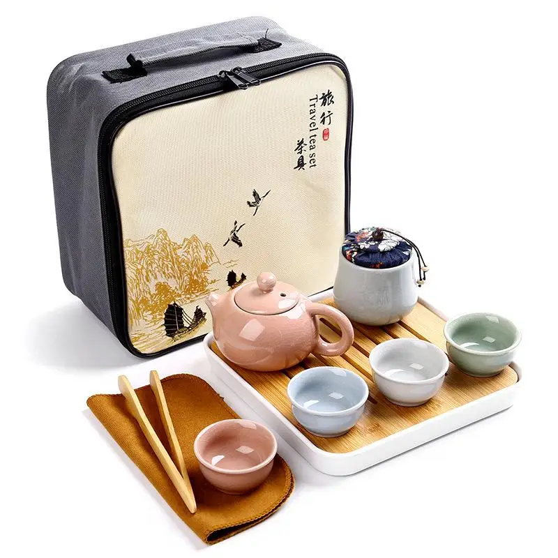 

Chinese Kung Fu Tea Set Include Pot And Cup High Quality Elegant Gaiwan Set With Bamboo Tray Travel Tea Sets Gaiwan Tea Pot Set