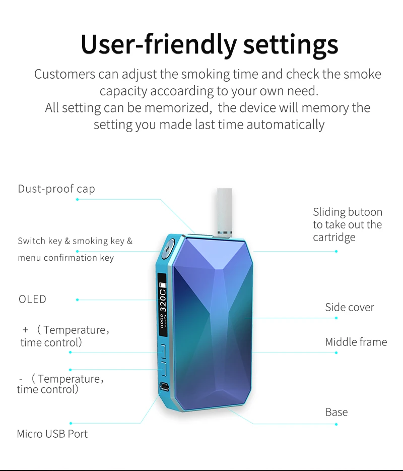 SMY Pluscig K2 2900mAh Battery Zircon Surface Design HNB Box Shape Vape Heating Tobacco Vaporizer compatibility with iQOS stick SMY Pluscig K2 2900mAh Battery Zircon Surface Design HNB Box Shape Vape Heating Tobacco Vaporizer compatibility with iQOS stick