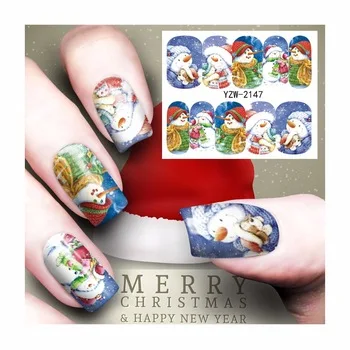 WUF 1 Sheet Nails Beauty Christmas Designs Nail Art Water Decals Floral Nail Transfer Stickers 2147