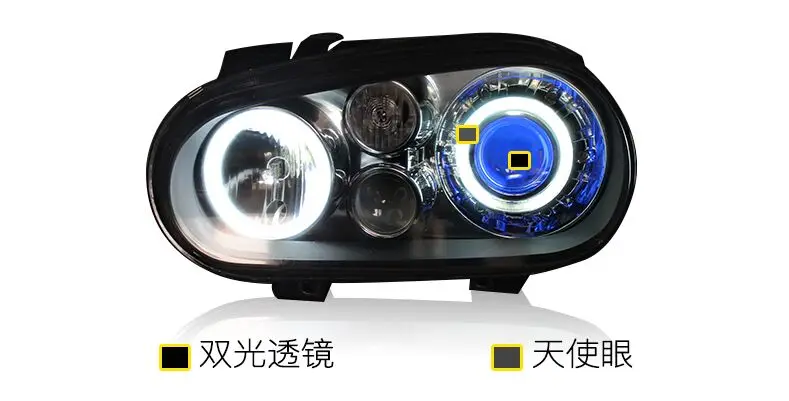 Фара в сборе для Volkswagen Golf 4 MK4 HID фары с xenon объектив проектора светодиодный Ангел