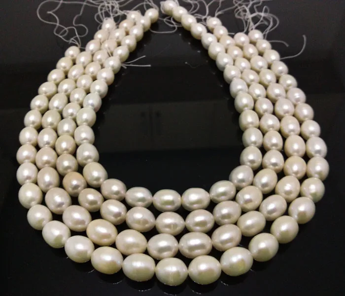 16 inches AA+ 10-11mm White Natural Cultured Freshwater Rice Pearl Loose Strand