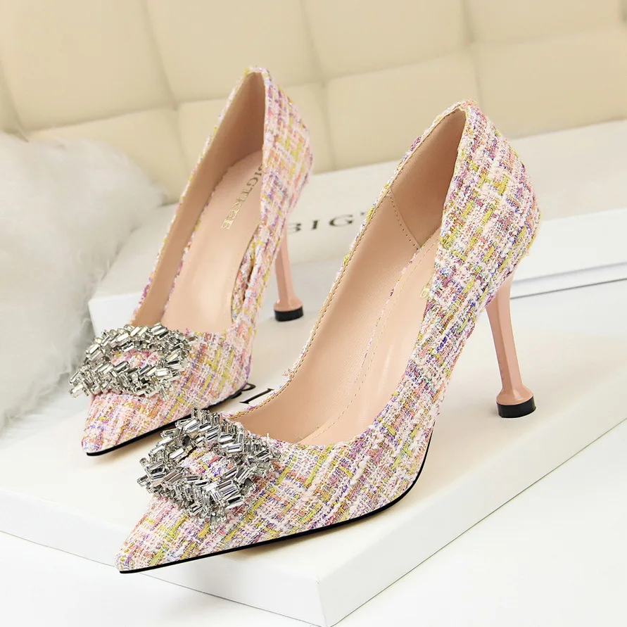 

Pumps Shoes Women 2019 Summer Suede Solid Single Square High Heel Shoes Pointed Toe Female Party Leisure Fashion Trend