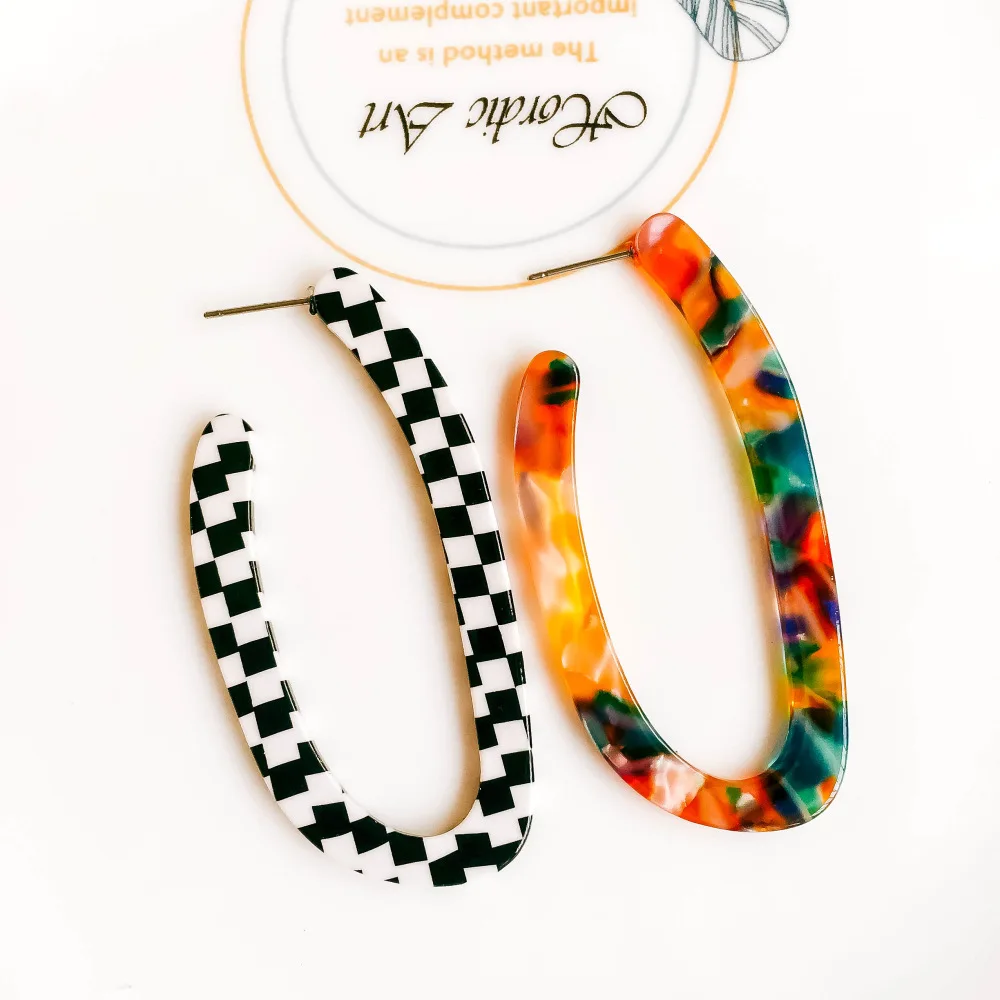 

Bohemia DIY Jewelry Accessories Wholesale Fashion Simple Acetic Acid C-shaped Earring Geometric Acrylic Plate Earrings for Women