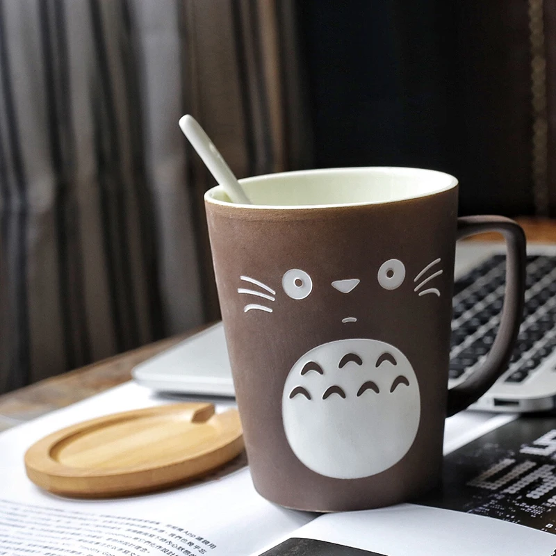 Милый мультфильм Tonari No Totoro керамика кофейная кружка аниме большой емкости Шиншилла чайная чашка с крышкой Ложка Рождественский подарок