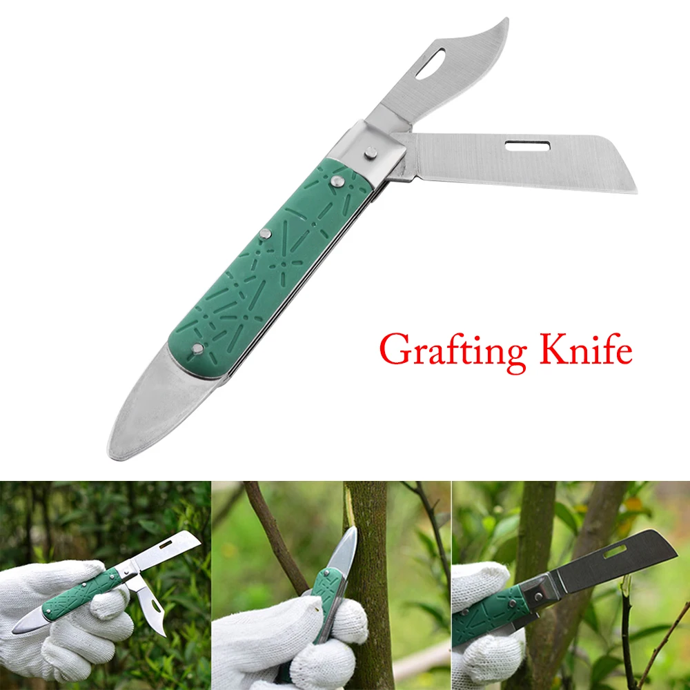 

High Carbon Double Blade Folding Grafting Knife Multi-functional Stainless Steel Plant Cutting Pruning Cutter Fruit Tree Tool