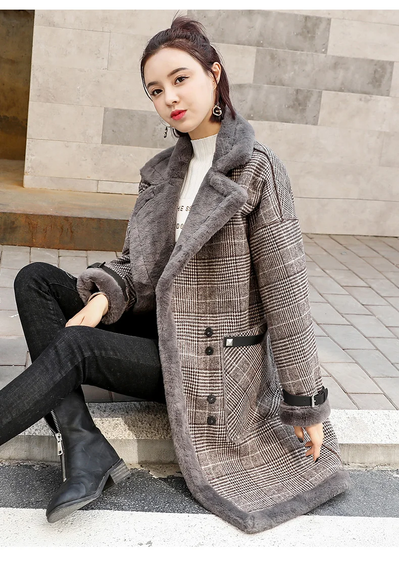 Высококачественное Брендовое элегантное клетчатое шерстяное пальто, весеннее зимнее пальто, женское теплое шерстяное пальто в стиле пэчворк