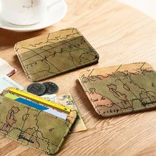 Wallet Oil Wax Cowhide Genuine Leather Wallets Coin Purse Men Map Style Multi-Card Card Holder Wallet Frosted Fabric Card#0.7