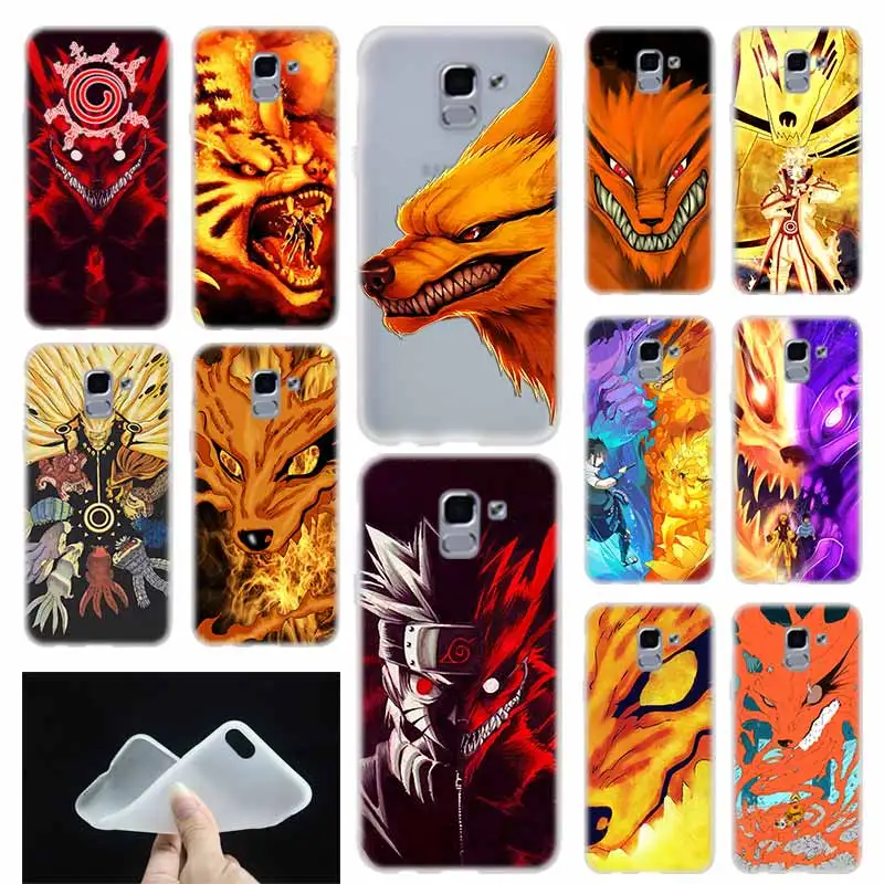 

Cover Coque For Samsung Galaxy J6 J8 J3 J5 J7 J4 Plus 2018 2016 2017 EU Prime Pro Ace the nine tailed fox fangs red eyes naruto