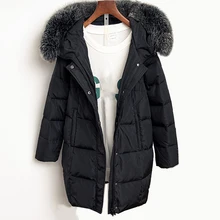 Женское белое пуховое пальто, Утепленная зимняя куртка для женщин, Новое поступление, женская верхняя одежда с меховым воротником, пальто, зимний пуховик