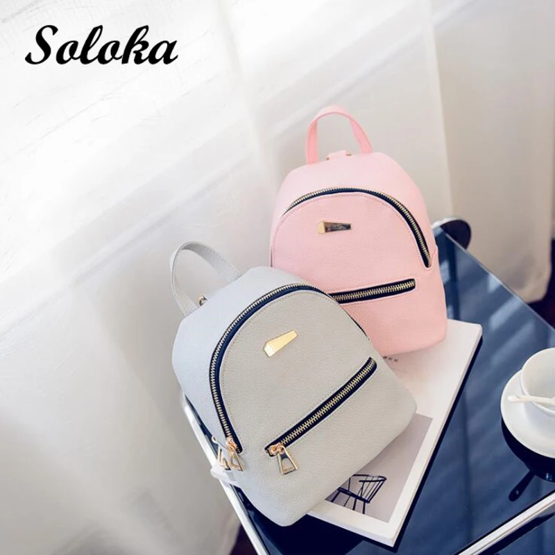 

1 Pc Ladies MINI Shoulder Bags Women Backpack Zipper PU Leather Travel Bags College Girl Top-Handle Lightweight Fashion Bag