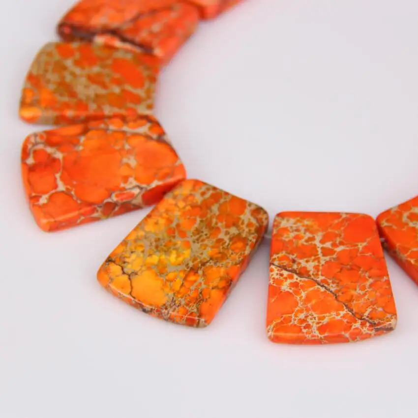 15 шт модное ожерелье для изготовления ювелирных изделий, оранжевый морской осадочный Камень Топ просверленная плита бусины, Градуированные окрашенные драгоценные камни кулон
