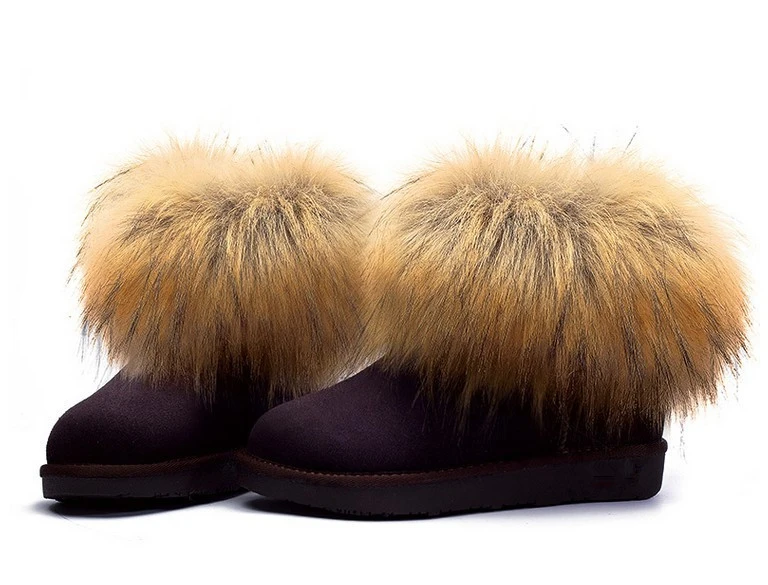 JIANBUDAN/фирменный дизайн; женские зимние ботинки из натуральной кожи; зимние теплые ботинки на меху из искусственного лисьего меха; женские плюшевые ботинки из воловьей кожи