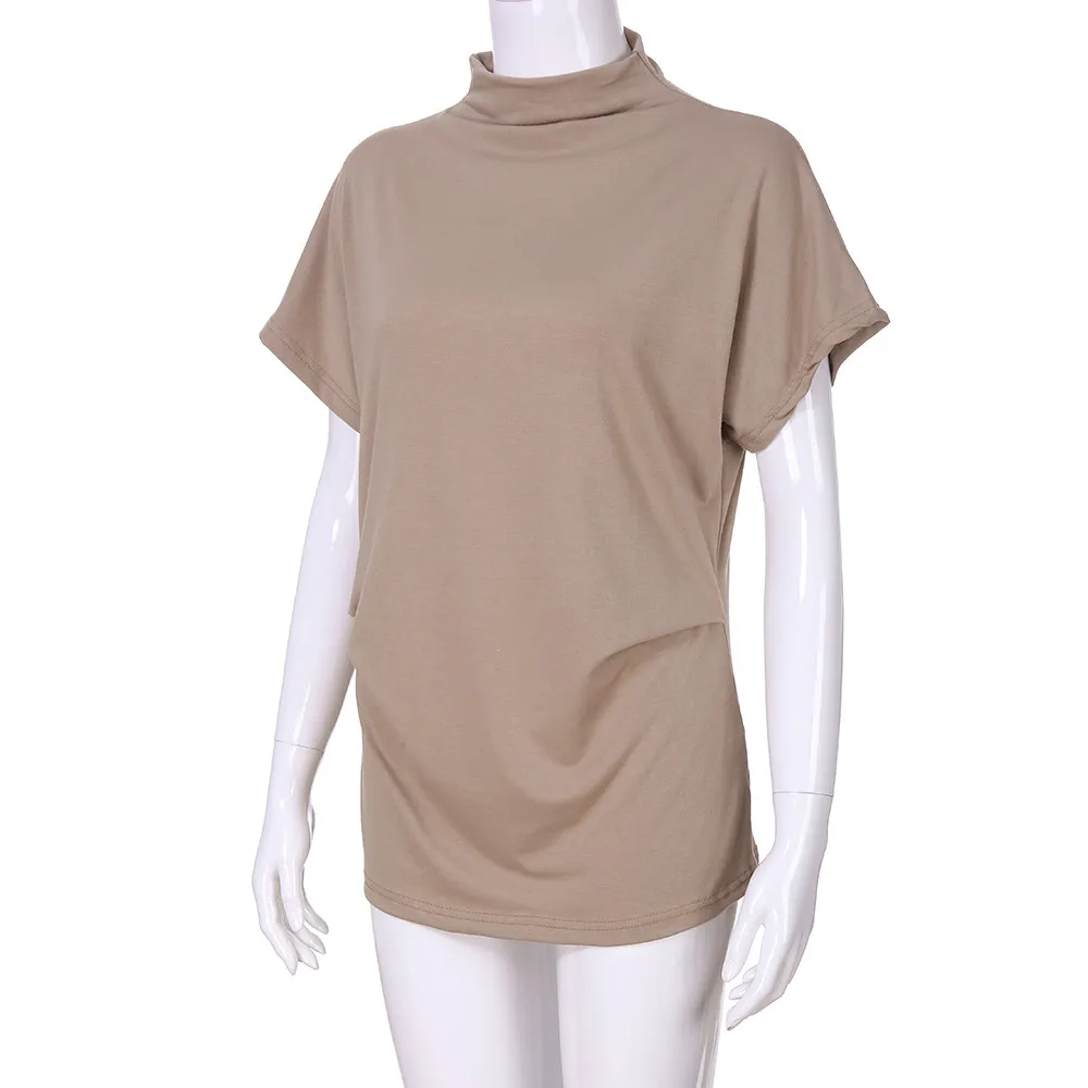 Женская футболка, летняя, высокое качество, свободные футболки и топы, водолазка, короткий рукав, хлопок, Повседневная# G