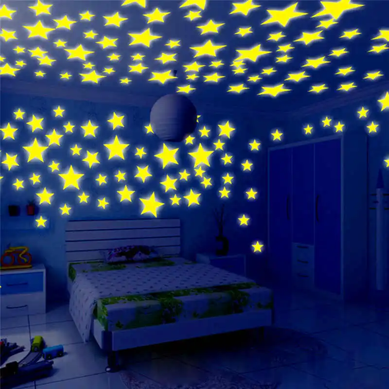 100PC Kids Bedroom Fluorescent Glow In The Dark Stars Wall Stickers wall stickers bedroom stars #2o16 (2)