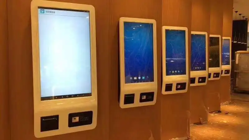 

Public Restaurant canteen Self Service Food Ordering touch interactive terminal kiosk machines signage with printer
