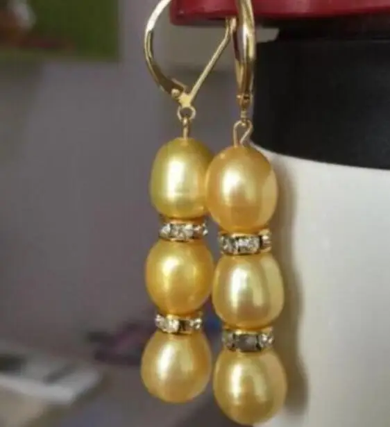 Beautiful AAA 12-13 mm natural baroque golden pearl dangle earring | Украшения и аксессуары