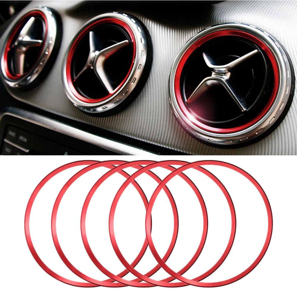 

For Mercedes-Benz Air Conditioning Outlet Decorative Ring Central Control Stickers 5 Pcs Car Accessories Interior