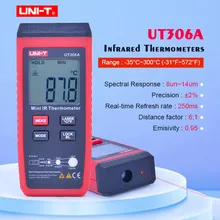 UNI-T UT306A Mini Infrared Thermometer-35~300C-31~572F Digital IR temperature tester with Data hold& LCD backlight display