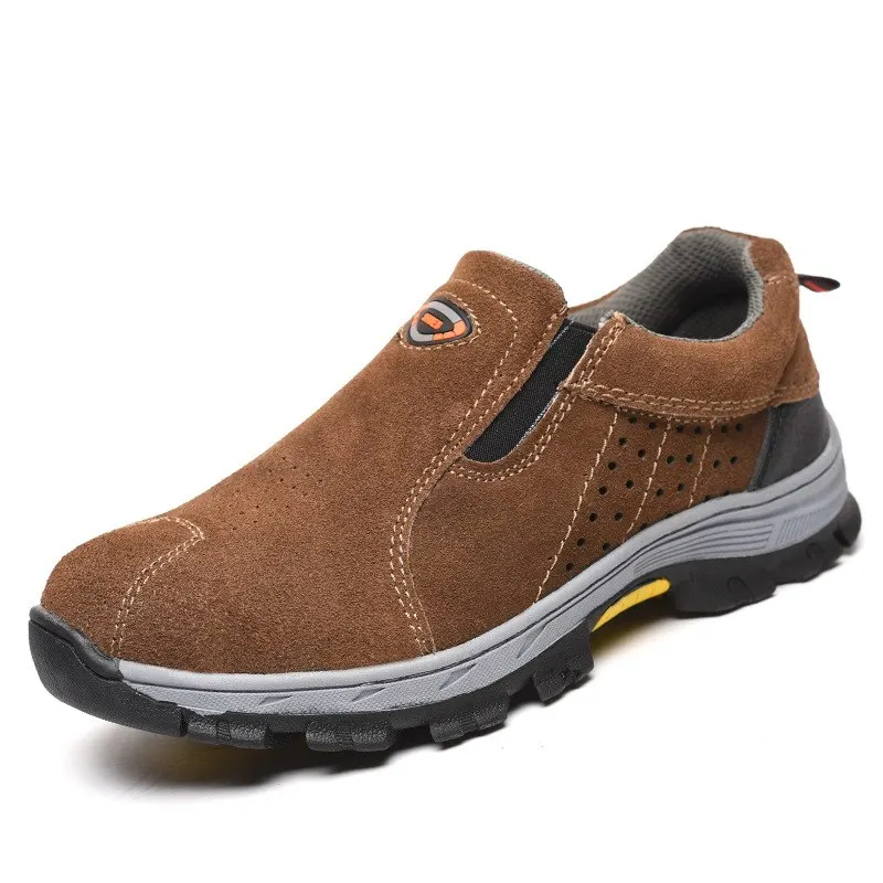 

large size men safety breathable steel toe caps work safety tooling shoes genuine leather anti-puncture low boots zapato
