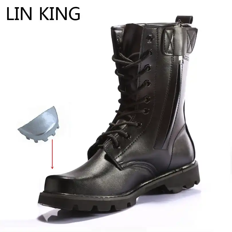 waterproof lace up steel toe boots