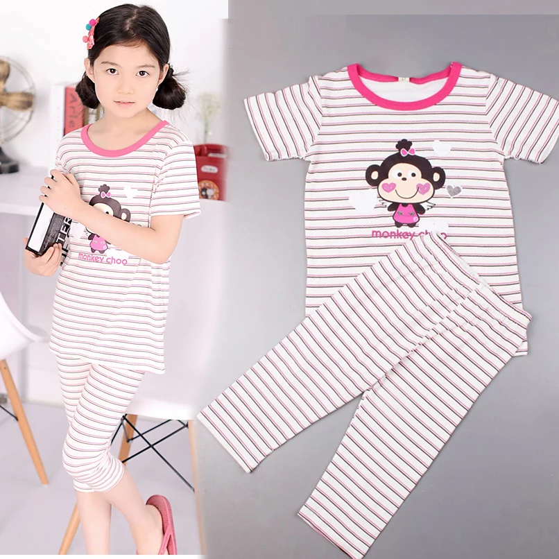MyFav Young Girls Pajama Cute Cat Pattern Nighty Comfy Shorts Cotton Sleepwear