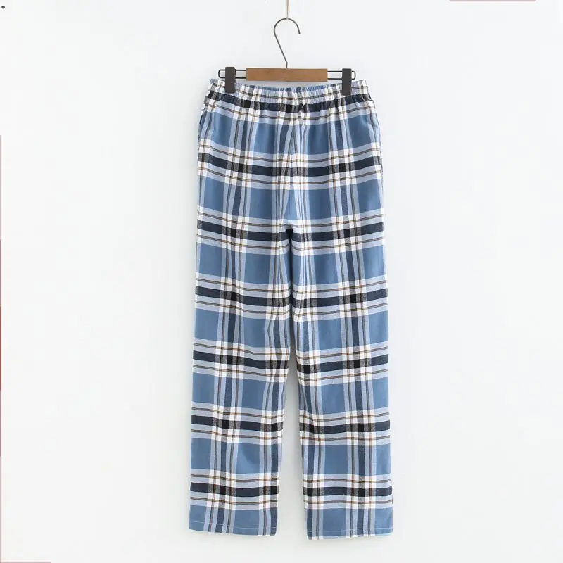 plaid pajama pants Spring Autumn Men 100% Cotton Pajama Pants Male Casual Plaid Home Trousers pantalon pijama hombre Lounge wear S-XXL 100KGS black silk pajamas