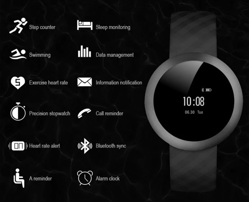 HLTON умный браслет с Bluetooth здоровье браслет пульсометр шагомер вызов напоминание Смарт часы для молодых людей