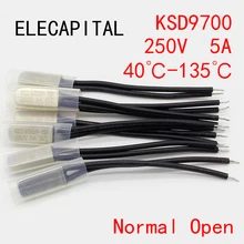 2PCS KSD9700 250V 5A Bimetal Disc Temperature Switch N/O Thermostat Thermal Protector 40~135 degree centigrade