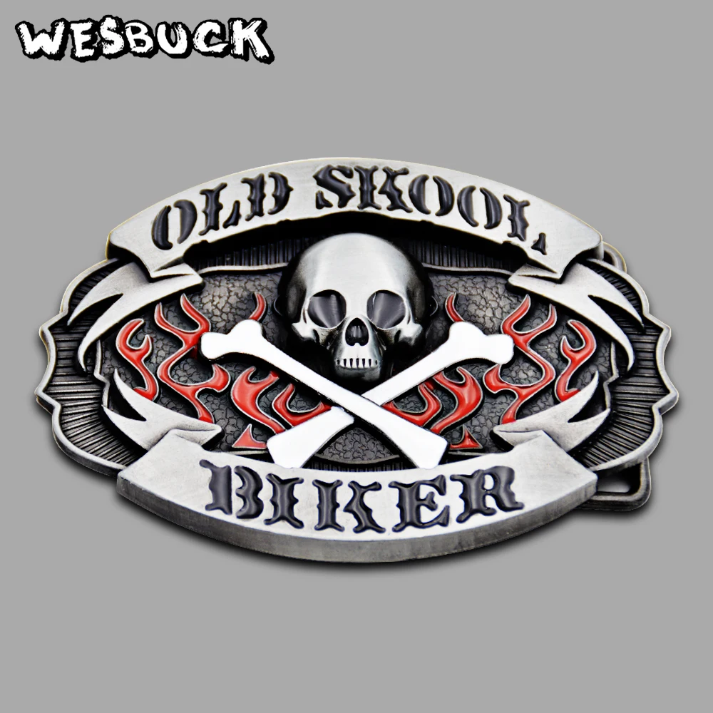 WesBuck бренд Old Skool Байкерская пряжка для ремня с черепом мужчин аксессуары