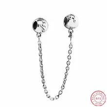 Цепочки безопасности из стерлингового серебра 925 пробы "любовь" Always "выгравированы в нарисованном кристалле DIY Fit PANDORA Подвески для женщин ювелирных изделий SF018