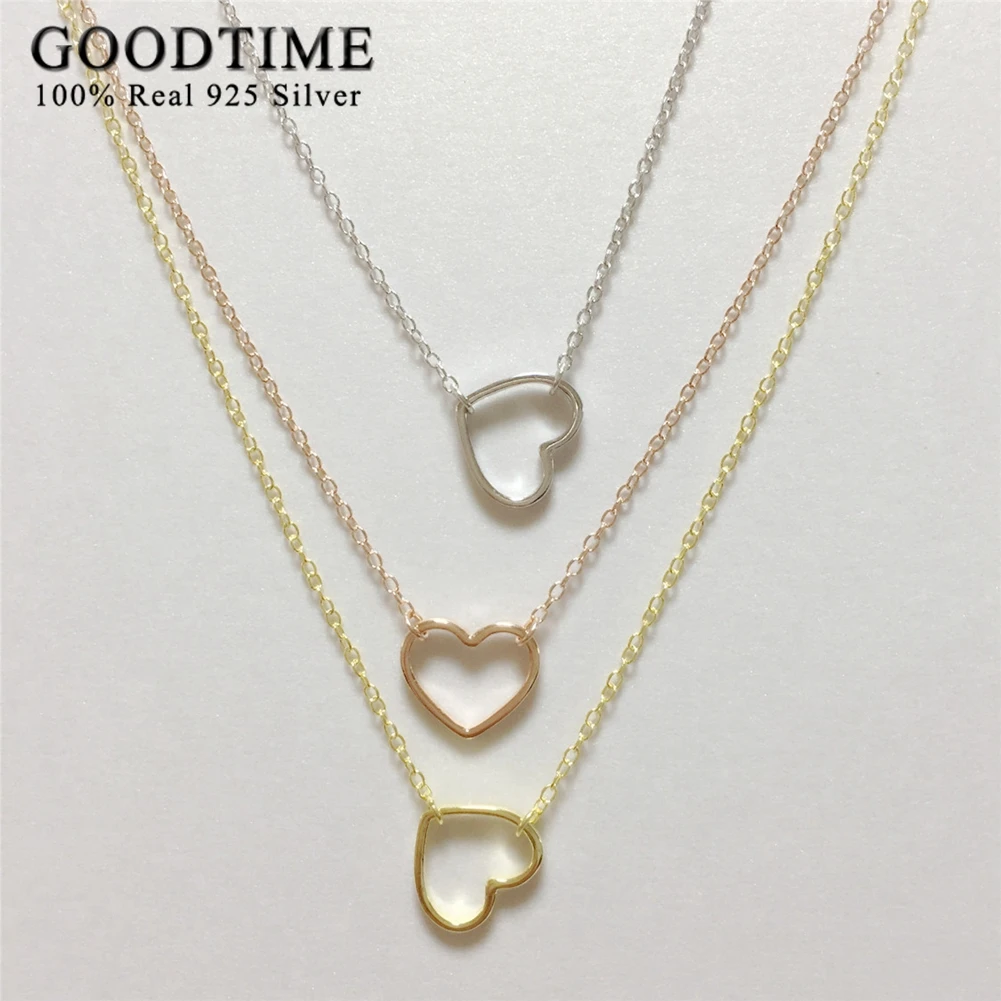 Цепочка с подвеской в виде сердца серебро 925 пробы 3 цвета|link chain|women jewelrysolid sterling