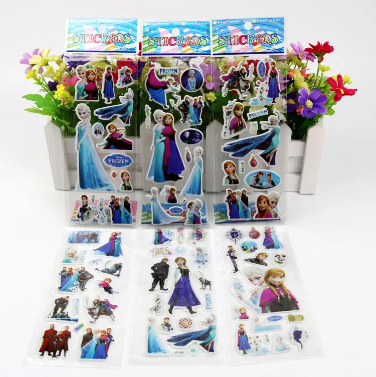 14 Sheets 3D Puffy Bubble Stickers Cartoon Frozen Stickers DIY For Children Boy Girl Toys PVC Removable wall stickers decoration