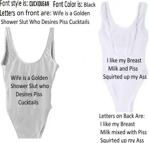 

My wife is a Golden Shower Slut Who Desires Piss Cucktails Black letter One 2019 Piece Swimsuit Bathing Suit Bodysuit Beach
