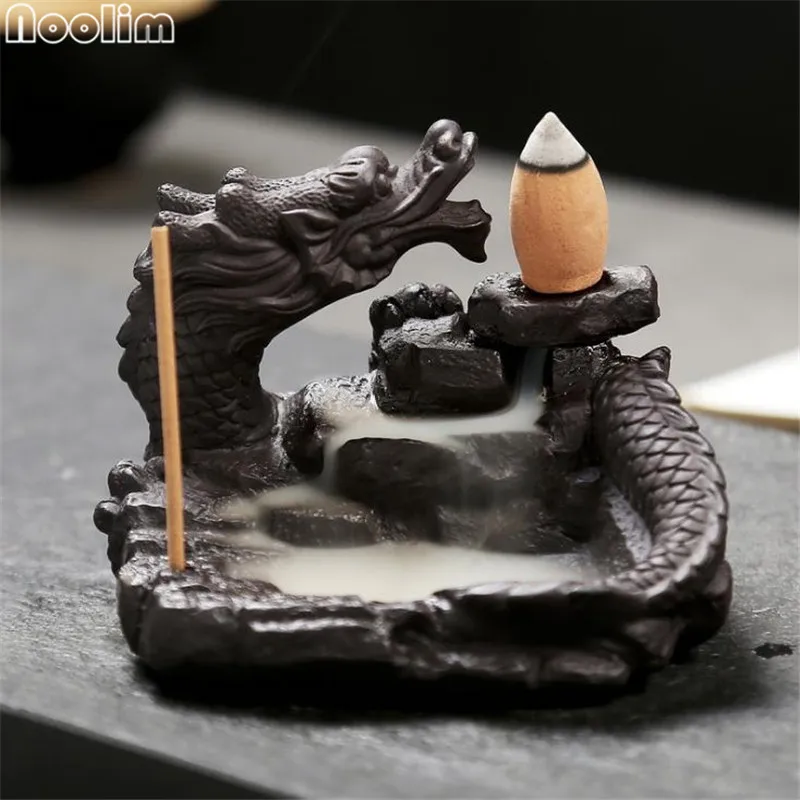 Керамика черный дракон курильница для благовоний горелки водопад подставка для ароматических палочек дома Offfice Украшения украшения