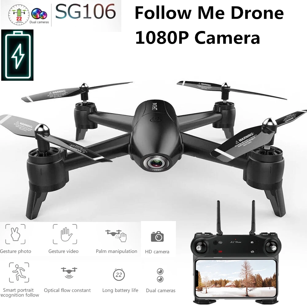 

SG106 Optical Flow Positioning Drone with Camera 1080P 5MP WiFi FPV Quadcopter RC Drones with Camera HD Dron VS S20 F11 XS816