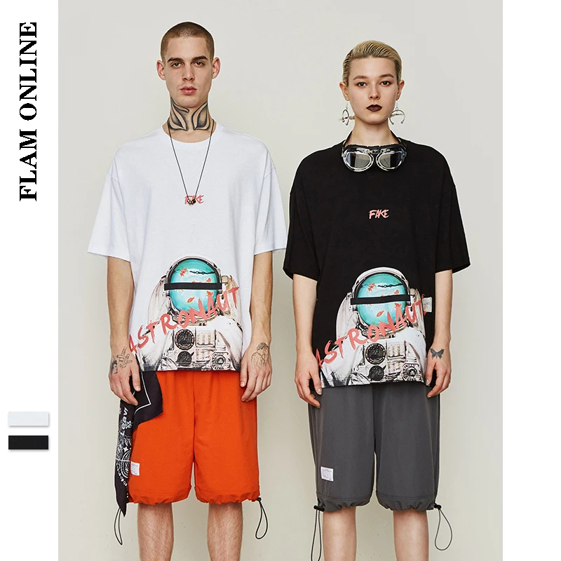 

FLAM ONLINE 2019 Summer Urban Clothing Tops Tee Skateboard Streetwear Tshirt Oversize Summer Harajuku Top Tee Men Tshirt