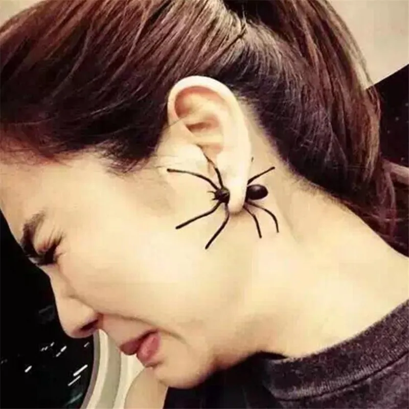 

Hot New Black Spider Ear Stud Euramerican Punk Street Handsome Alternative Personality Spoof Terror Spider Earring