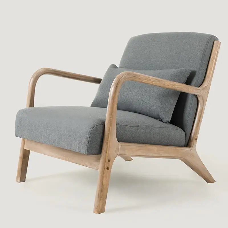 Скандинавское простое кресло для дивана, Современная гостиная, балкон, кресло для отдыха, американский цельный деревянный однотканевый стул - Цвет: style 7