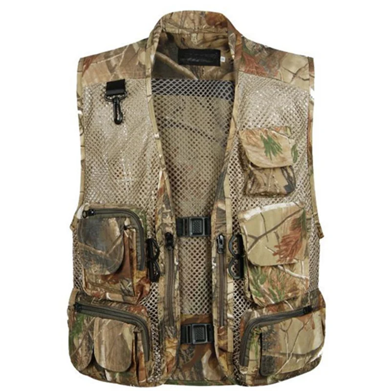 

Dead leaves Pine Camouflage Multiple pockets Fishing Hunting Vest gauze breathable Outdoor Outwear Waistcoat