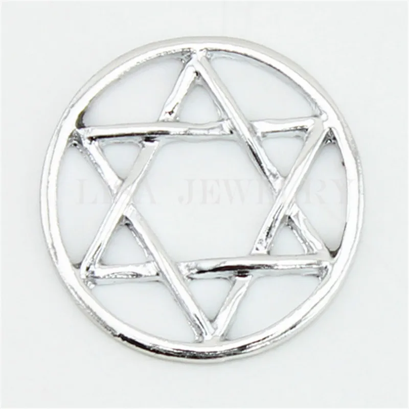 

New Arrival 2017 Popular 22mm Silver Window Star Of David Judaism Hexagram Zinc Alloy Plates for 30mm Floating Locket 5Pcs/Lot